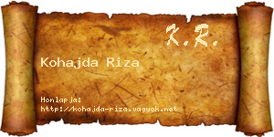 Kohajda Riza névjegykártya
